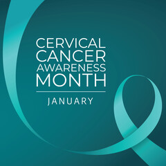 Cervical Health Awareness Month design template good for celebration usage. teal ribbon for template. ribbon vector design. cervical awareness design.