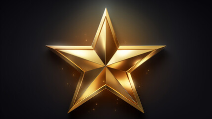 Wall Mural - Amazing golden star on dark background with light effect 3d
