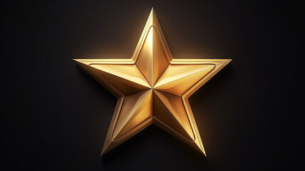 Wall Mural - Beautiful golden star on dark background with light effect 3d