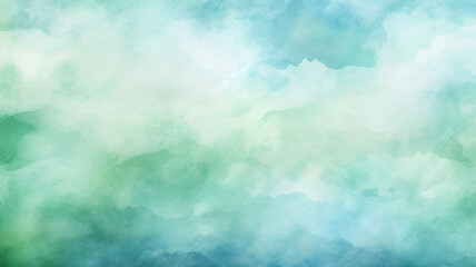  Blue and green watercolor on white background painting