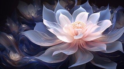 Wall Mural - transcendent 3d flower formations featuring ethereal, translucent petals swirling in intricate patte