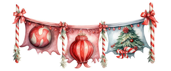 Wall Mural - Watercolor Christmas decorations clip art