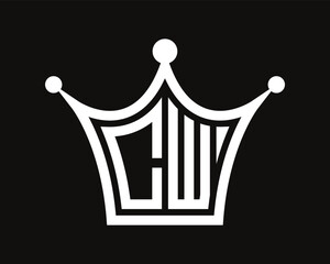 Crown shape CW letter logo design vector art