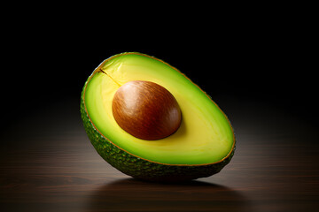 Avocado half on a dark background isolated