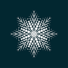 Wall Mural - snowflake winter on black isolated, icon silhouette on white background used in Christmas and New Year concept