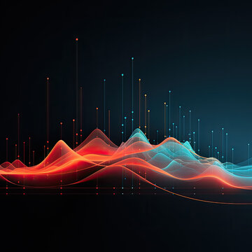 Abstract digital dot line particle data background connecting technology concept.