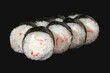 Maki roll with crab isolated on black background. sushi menu.
