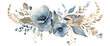 Blue floral watercolor elements for wedding invitation clipart