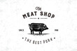 pig silhouette vector design, for pork sales shop