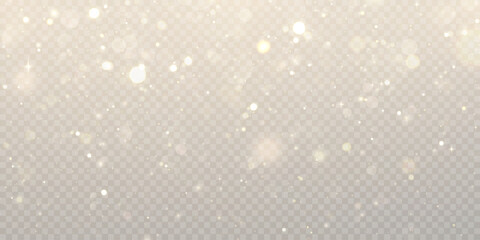Aufkleber - Gold dust light bokeh. Christmas glowing bokeh and glitter overlay texture for your design on a transparent background. Golden particles abstract vector background.	
