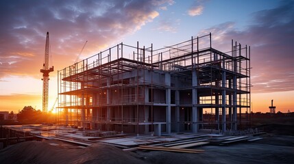 Construction site of large residential commercial build