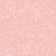 Seamless pattern with white outline cupids, flying hearts and rose flowers on soft pink. Hand drawn sketch, cut out effect. Vector for Valentine's Day or wedding design, romantic and love print.