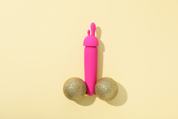 Canvas Print - Sex toy with New Year's decor on a light background.