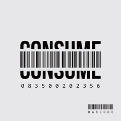 consume text linear barcode scan illustration vector binary code shipping corporation sticker, t shi