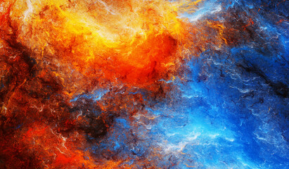 Poster - Abstract background of flame and water. Art bright pattern.  Fractal artwork for creative graphic design