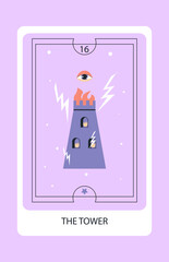 Wall Mural - tarot card major the tower. hand drawn vector illustration.