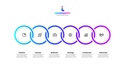Aufkleber - Six rings for business presentation. Process visualization or timeline. Vector infographic design template with 6 options or steps