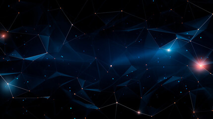 Poster - Plexus sci-fi background in dark blue tones