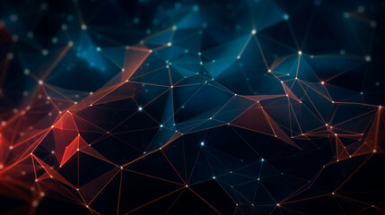 Poster - Plexus sci-fi background in dark blue and red tones