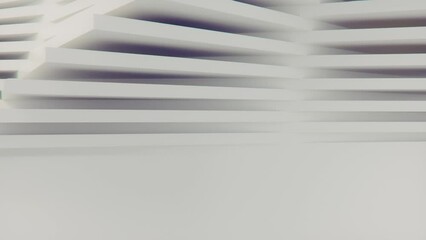 Poster - Close-up of white abstract modern pattern formed by rectangular shapes. Geometric abstract art background. Digital seamless loop animation. 3d rendering. 4K, Ultra HD resolution