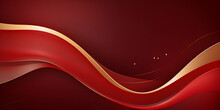 Abstract Luxury Red Gold Background. Modern Golden Line Wave Design Template