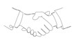 Handshake One line drawing isolated on white background