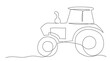 Tractor One line drawing on white background