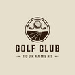 golf course logo vector vintage illustration template icon graphic design. stick and ball of sport sign or symbol for tournament or club concept