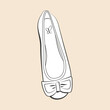 Dessin de chaussure à colorier,ballerine plate à bout rond décorée d'un grand nœud, style décontracté et mignon, accessoire de mode femme, vecteur en noir et blanc 