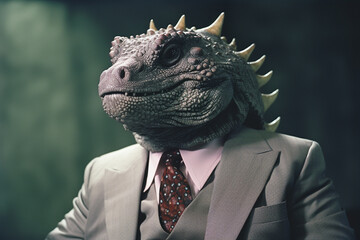 Fototapete - An Ankylosaurus in a suit, symbolizing a business executive skilled in defense strategies and crisis management.