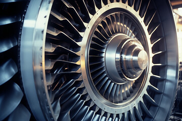 Aufkleber - An abstract close-up of a powerful jet engine, highlighting the intricate details and engineering marvels of aviation technology.