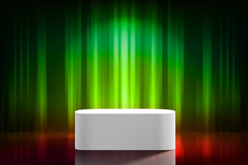 Poster - Abstract vibrant studio with wite podium. Design product template. 3d vector mockup