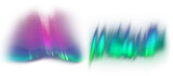 Bright colorful aurora borealis set on transparent background