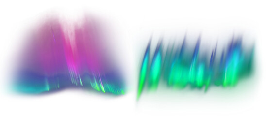 Wall Mural - Bright colorful aurora borealis set on transparent background