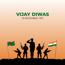 Vijay Diwas. Victory Day. 16 December 1971. Holiday Concept. Template For Background With Banner, Poster And Card. Vector Illustration.