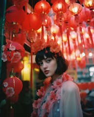 Wall Mural - Woman celebrating Chinese New Year