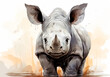 Sweet and cute little rhino portrait in pastel colors. Invitation card. AI generated