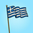 Flag of Greece pinup pop art retro raster illustration. Comic book style imitation.