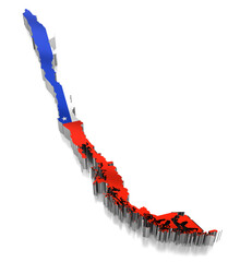 Sticker - Chile - country borders and flag - 3D illustration