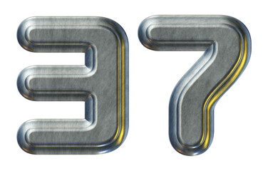 Poster - Silver metallic number 37 isolated on transparent background for education concept
