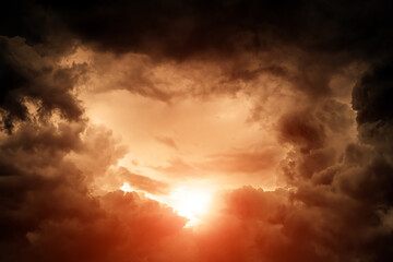 Wall Mural - cloudscape with a light