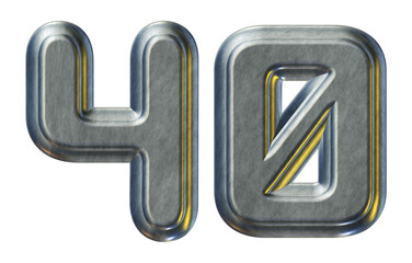 Poster - Silver metallic number 40 isolated on transparent background for education concept
