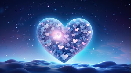 Wall Mural - galaxy cosmic heart background. bright stars night sky, romantic magic night, love and valentine’s d