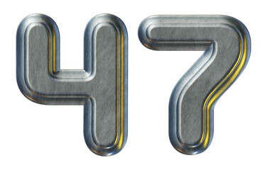 Poster - Silver metallic number 47 isolated on transparent background for education concept