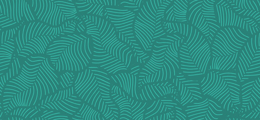 Luxury nature line art leaves seamless pattern.