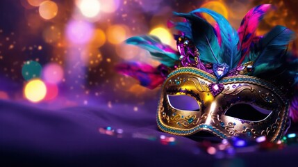 Sticker - Mardi Gras Mask In Bokeh Effect