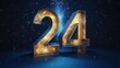 © Left - Number 24 symbolize new year 2024