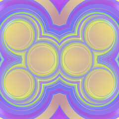 Poster - Colorful abstract design with purple background and yellow circles. Attractive digital illustration. 3d rendering
