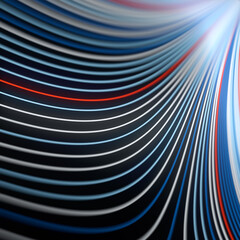 Wall Mural - Colorful abstract digital illustration combining blue, red and white colors. 3d rendering