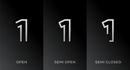 Poster - Set of number 1 logo icon design template elements